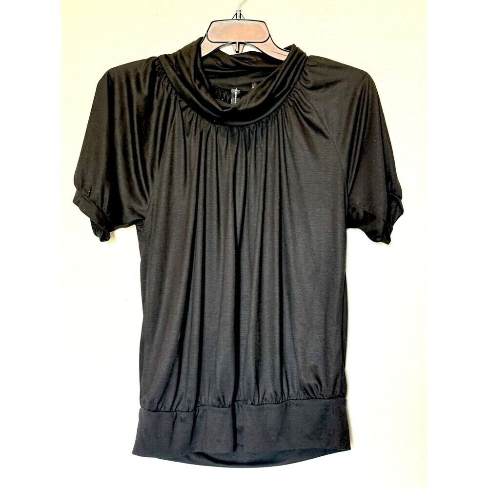 Isabella Rodriguez Women's Turtleneck Short Sleeve Top Size L Black